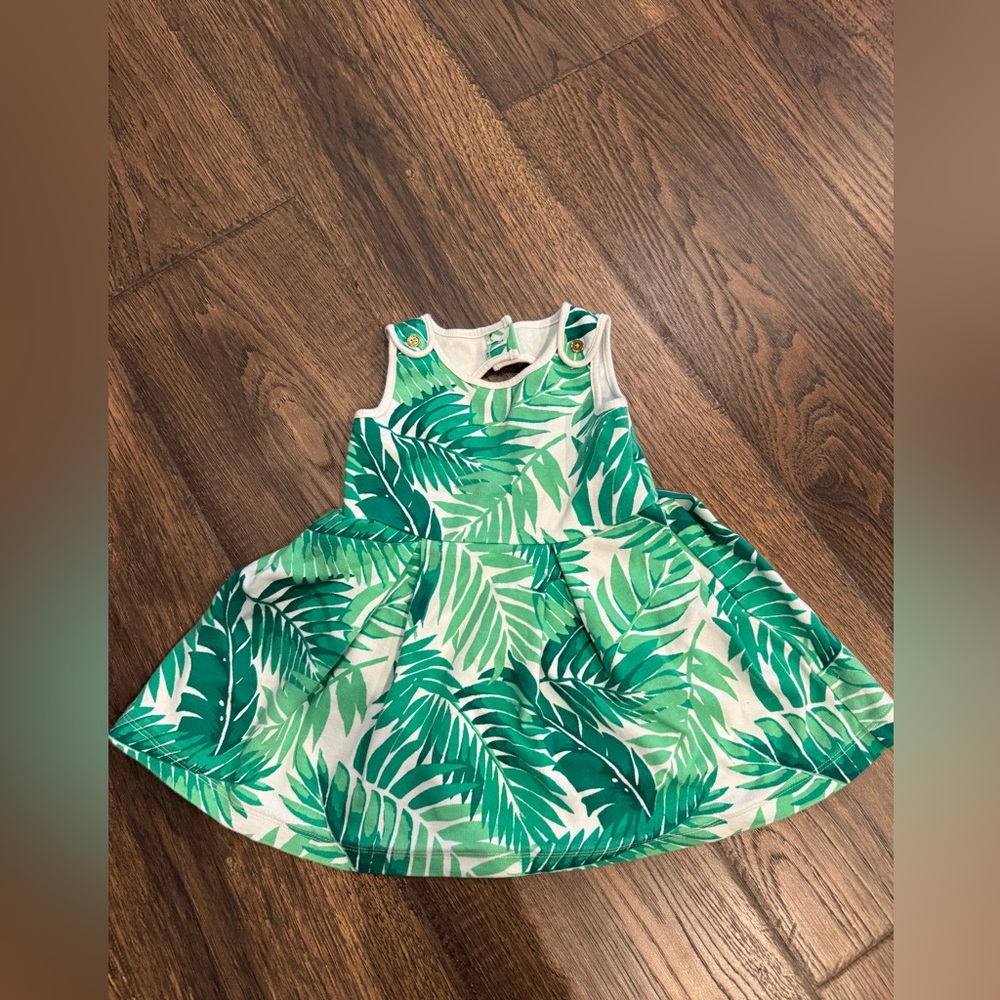 Janie and Jack Green Leaf Print Dress